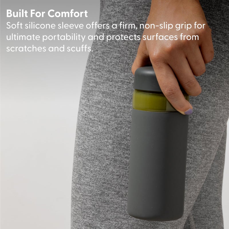 WP W&P Porter Glass Wide Mouth Bottle w/ Protective Silicone Sleeve | Charcoal 16 Ounces | On-the-Go | Reusable Bottle | Portable and Lightweight | Dishwasher Safe - Image 5